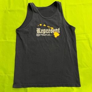 Y2K Maui Built Represent Hawaii Graphic Tank Top Small Black Surf Sleeveless Tee